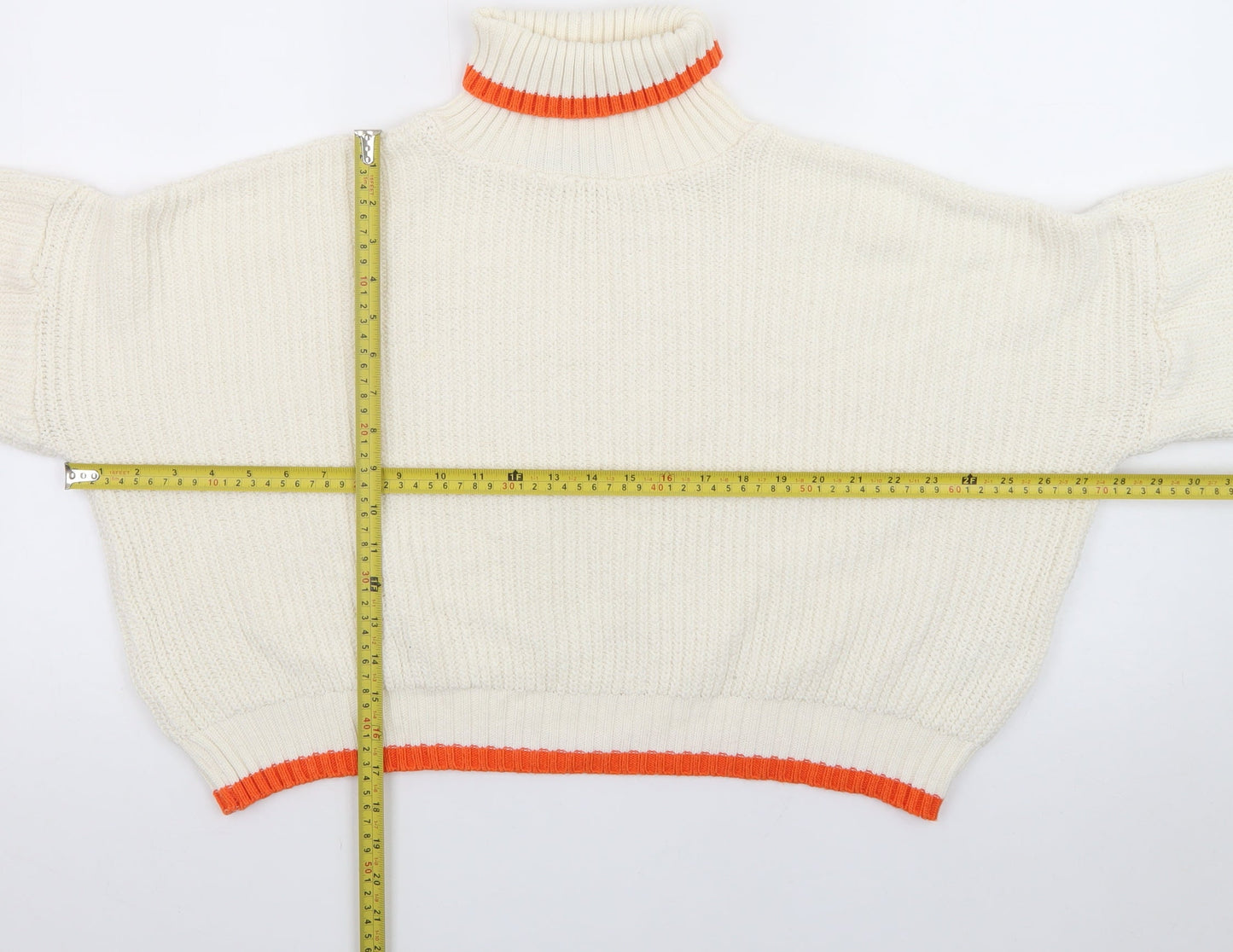 ASOS Women Ivory Roll Neck Chunky Knit Jumper Size 10