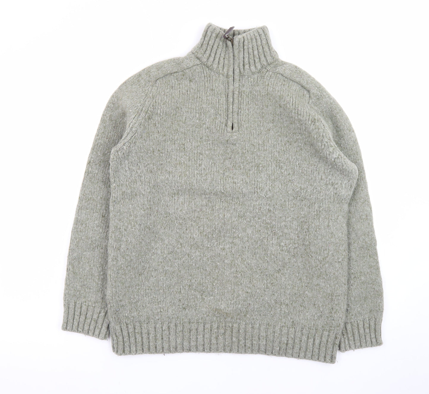 John Lewis Men's Grey Wool 1/2 Zip Chunky Knit Jumper Size M