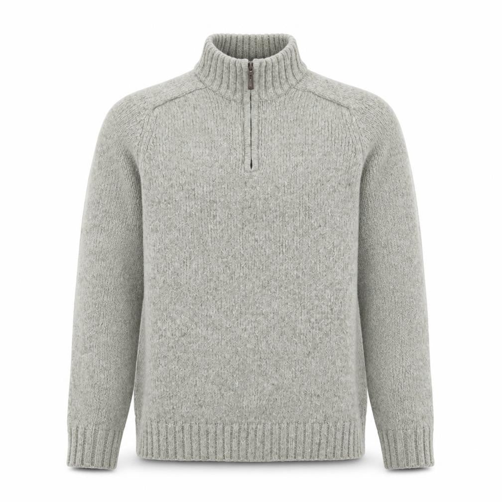 John Lewis Men's Grey Wool 1/2 Zip Chunky Knit Jumper Size M