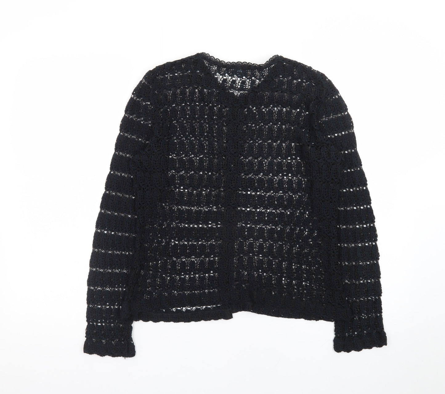 MAP Womens Black Crochet Cardigan M Open-Knit Long Sleeve Vintage