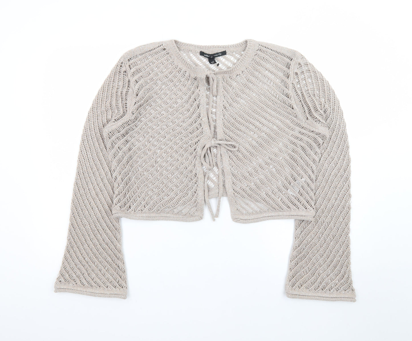 River Island Women's Beige Open Knit Long Sleeve Cardigan Size 16