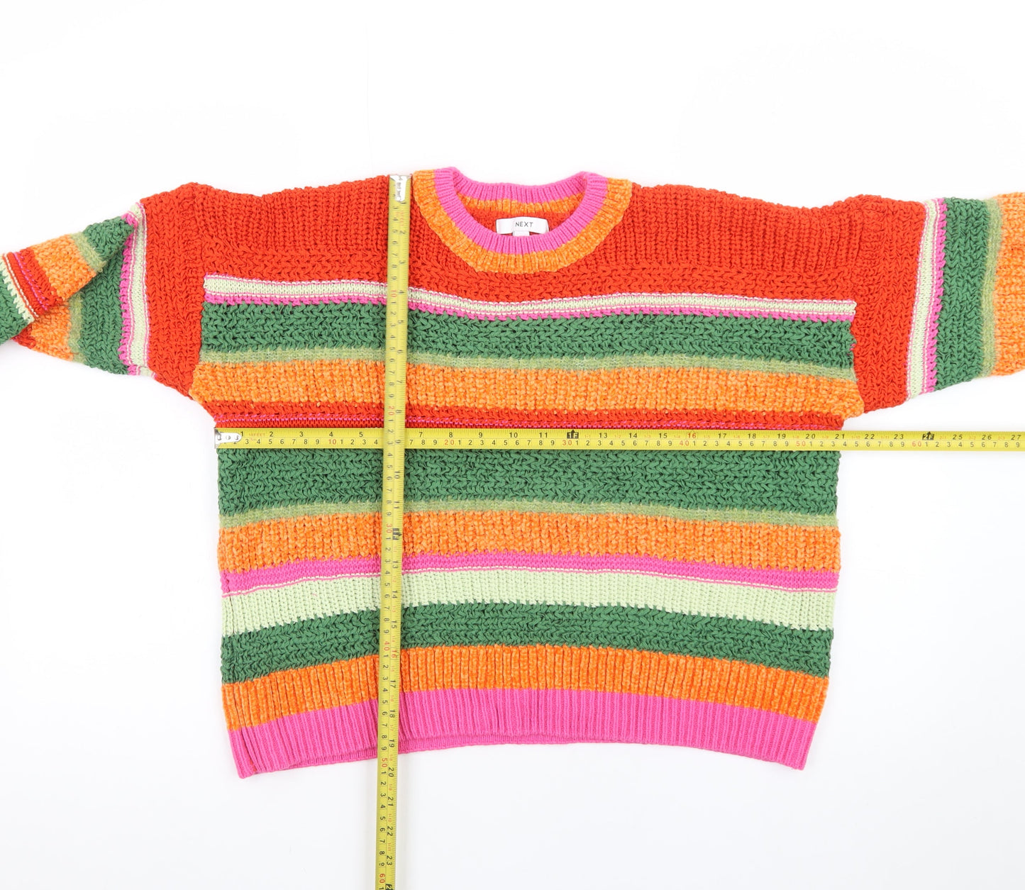 Next Women's Multicoloured Striped Chunky Knit Jumper L