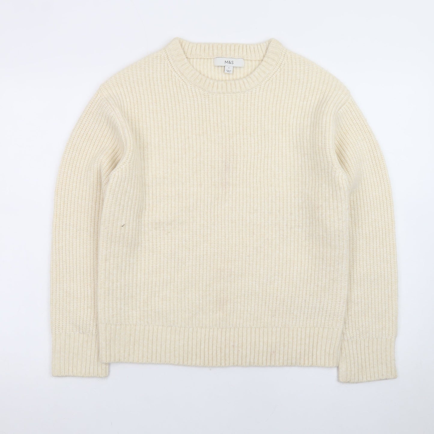 Marks and Spencer Women Ivory Wool Chunky Knit Jumper S