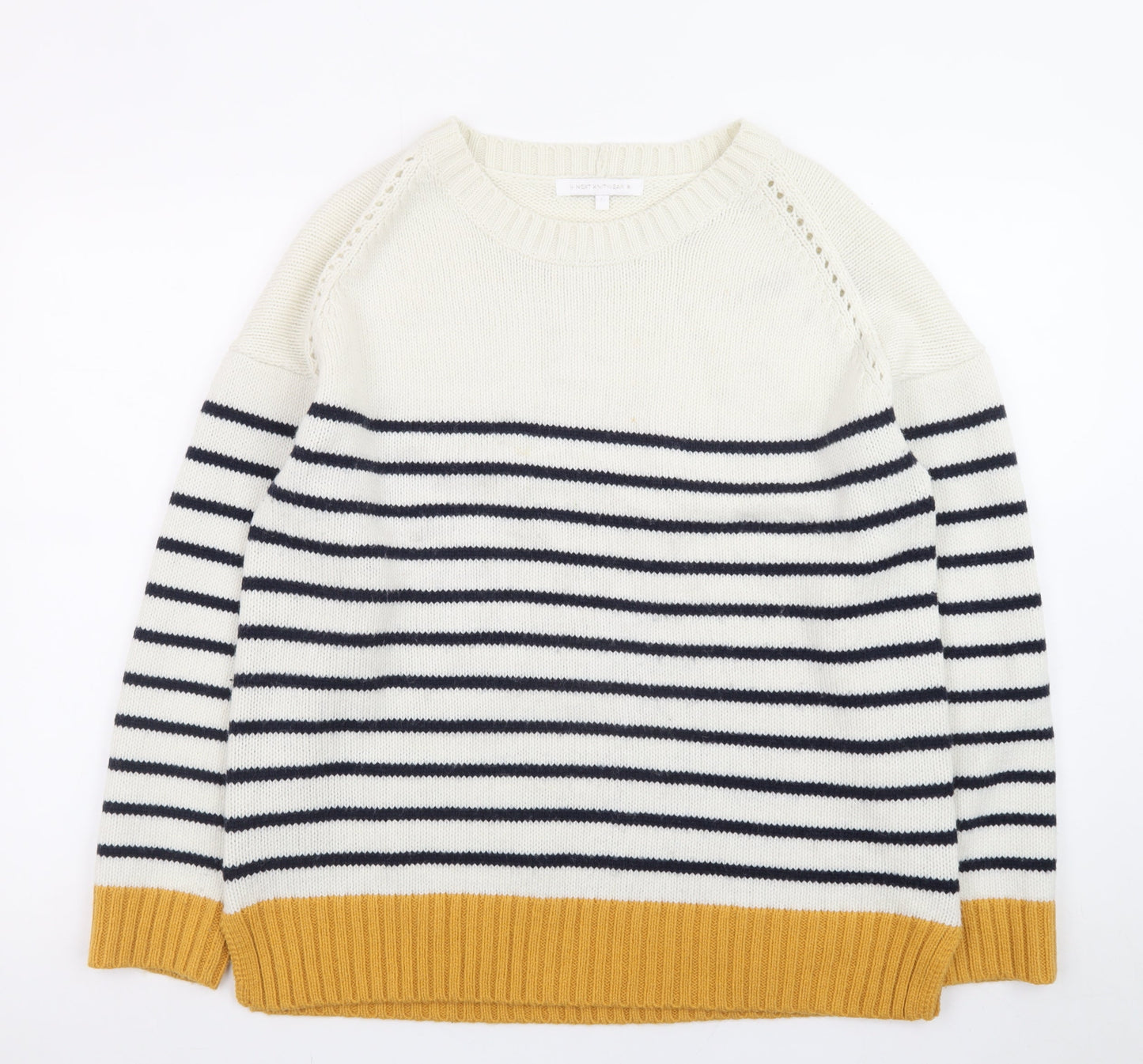 Next Womens Multicoloured L Striped Wool Blend Crew Neck Jumper