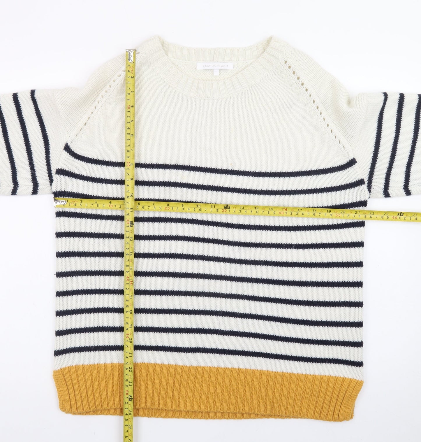 Next Womens Multicoloured L Striped Wool Blend Crew Neck Jumper