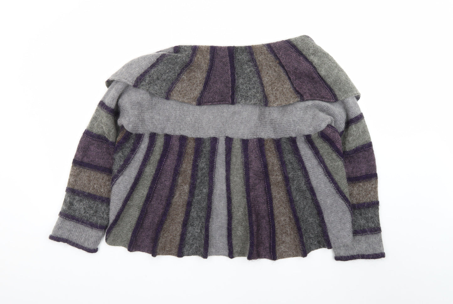 Marks and Spencer Per Una Women Grey Purple Striped Cardigan Size XL