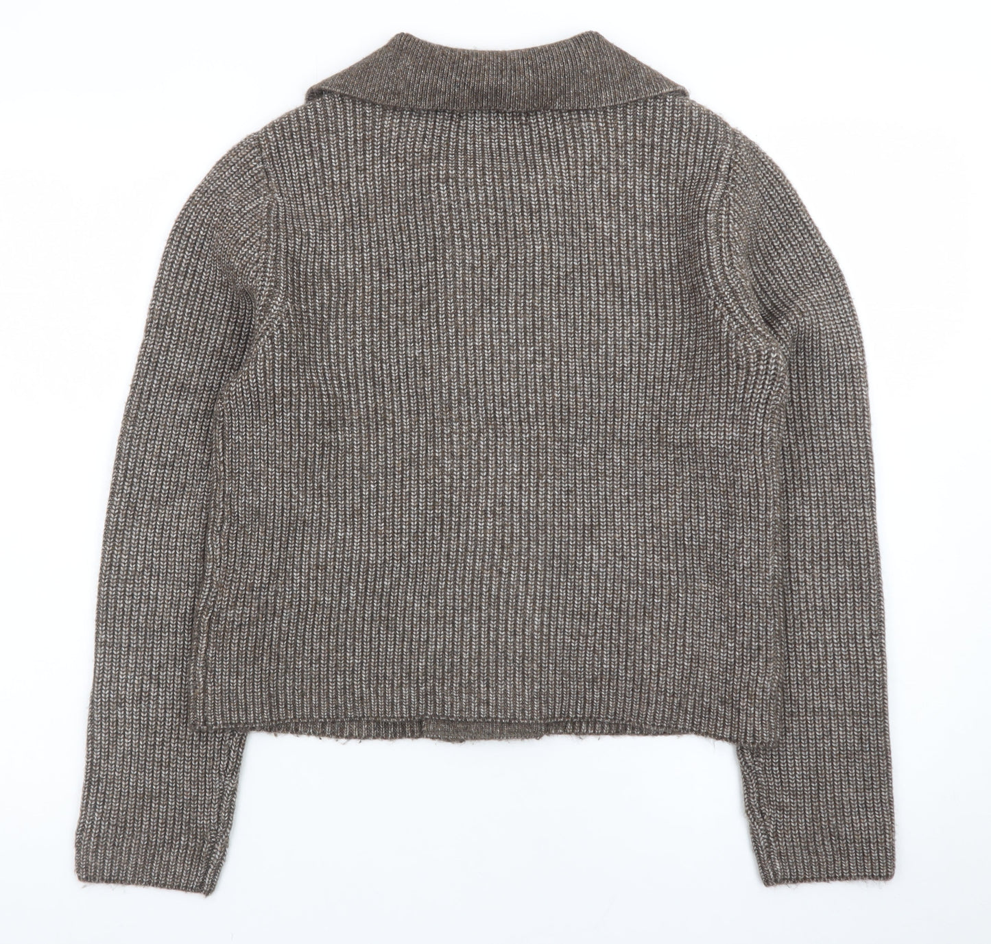 Marks and Spencer Women Brown Knit Cardigan Small Button Front Wool Blend
