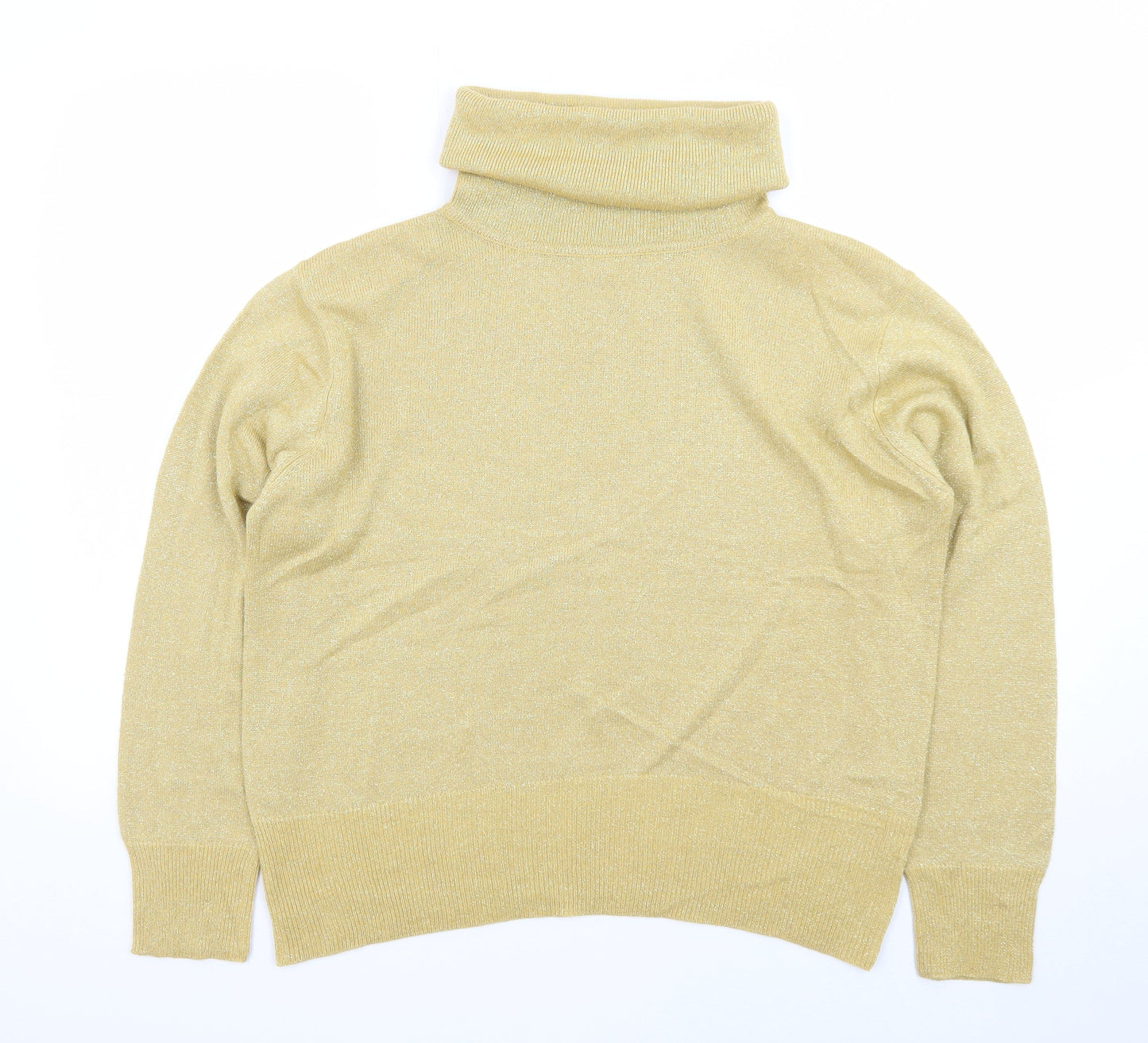 Dressbarn Women’s Gold Roll Neck Long Sleeve Knit Jumper Size L