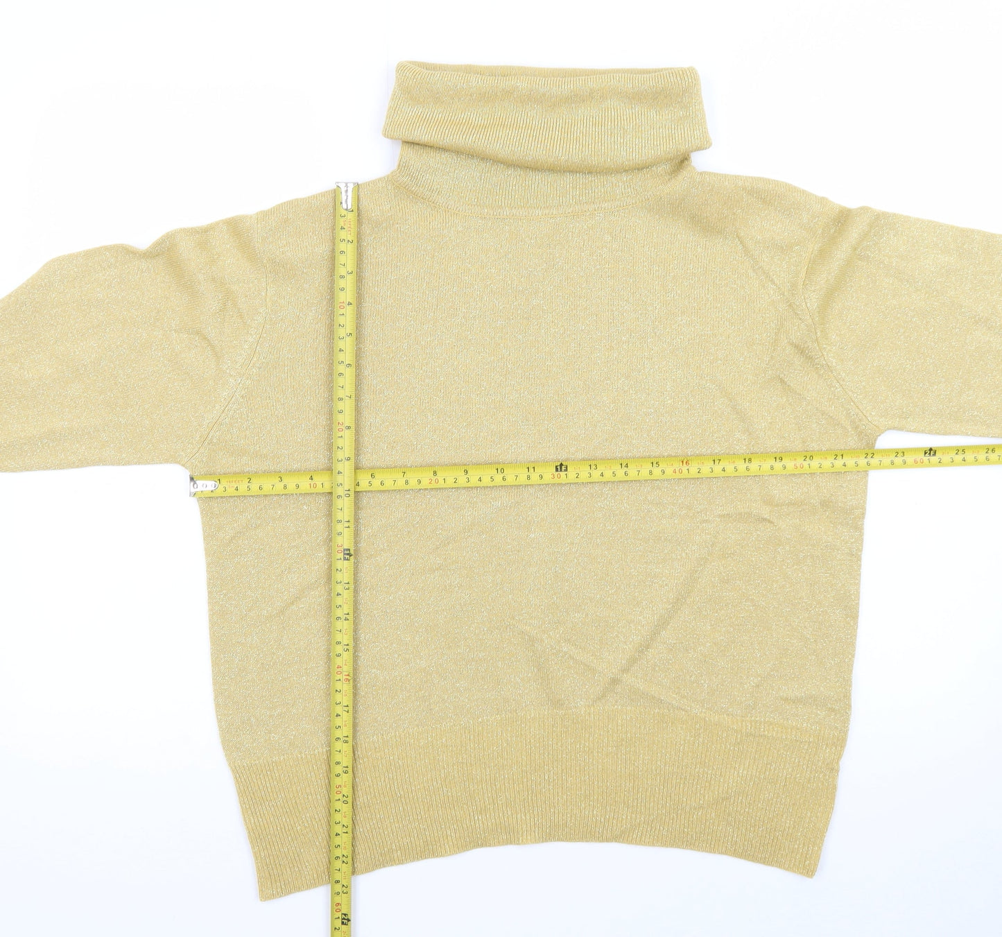 Dressbarn Women’s Gold Roll Neck Long Sleeve Knit Jumper Size L