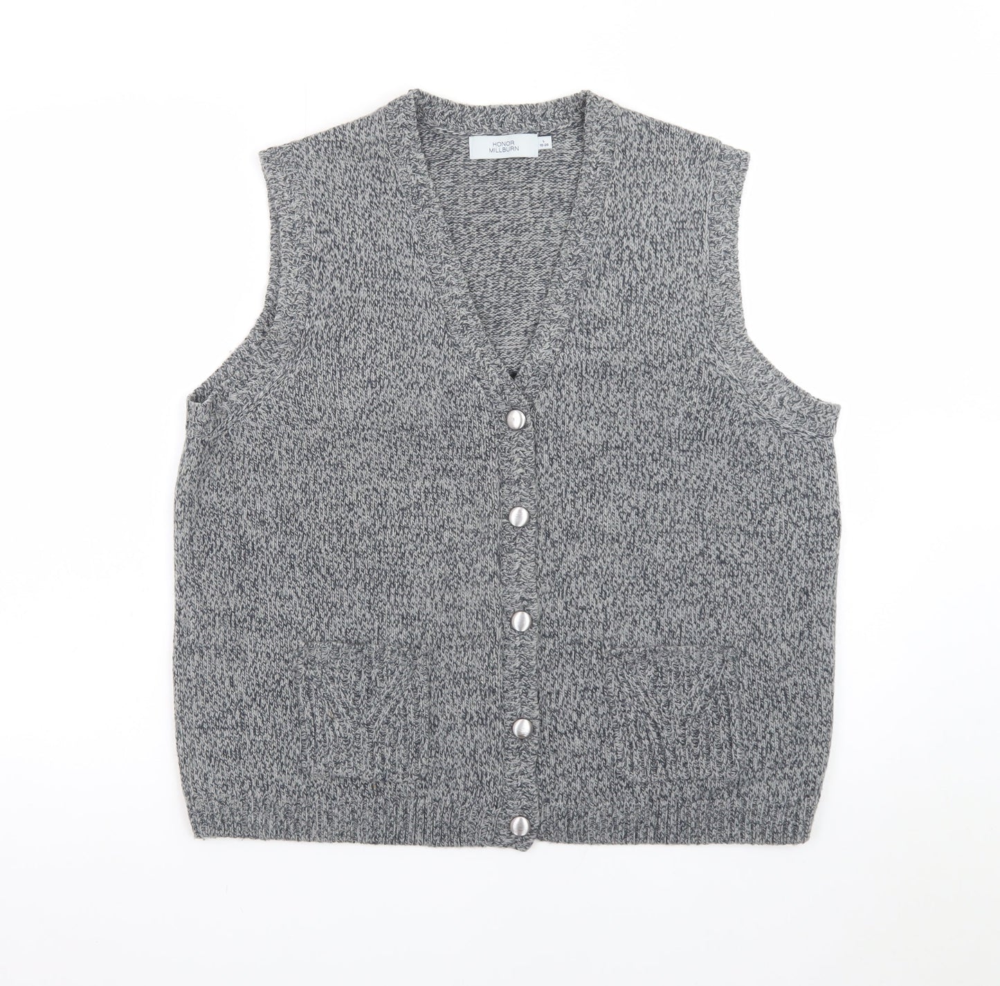 Honor Millburn Women's Grey Wool Blend Button Knit Vest L 18-20