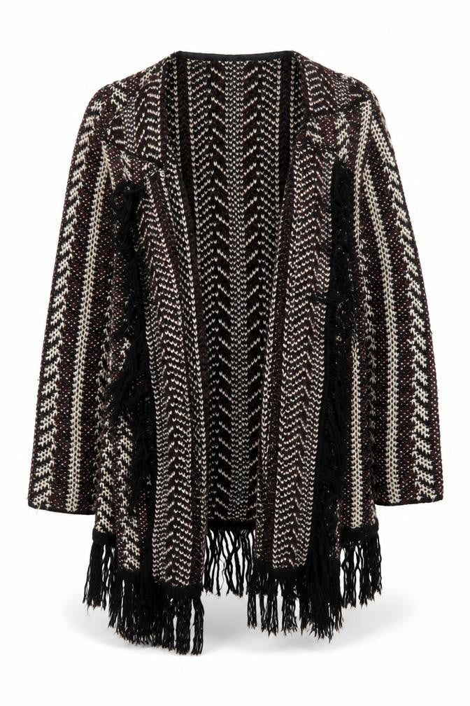 Papaya Women’s Multicoloured Fringe Open Knit Cardigan Size S