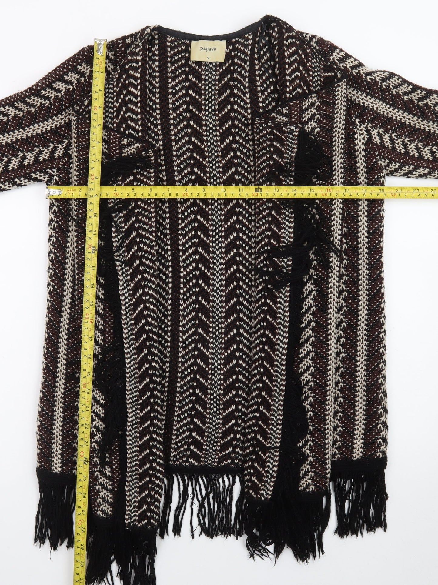Papaya Women’s Multicoloured Fringe Open Knit Cardigan Size S