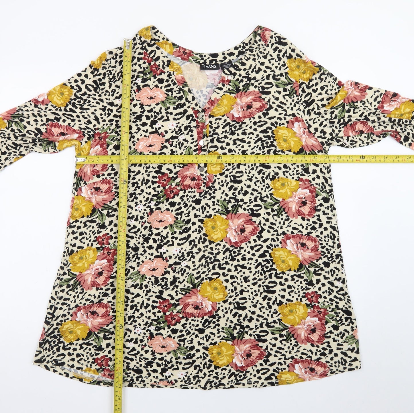 Evans Women's Multicoloured Floral Animal Print Tunic Blouse Size 16