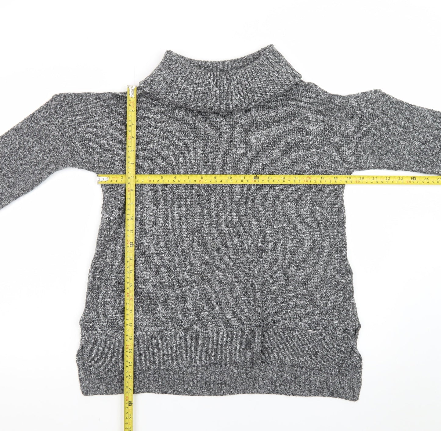 Hollister Women Grey Roll Neck Chunky Knit Pullover Jumper M