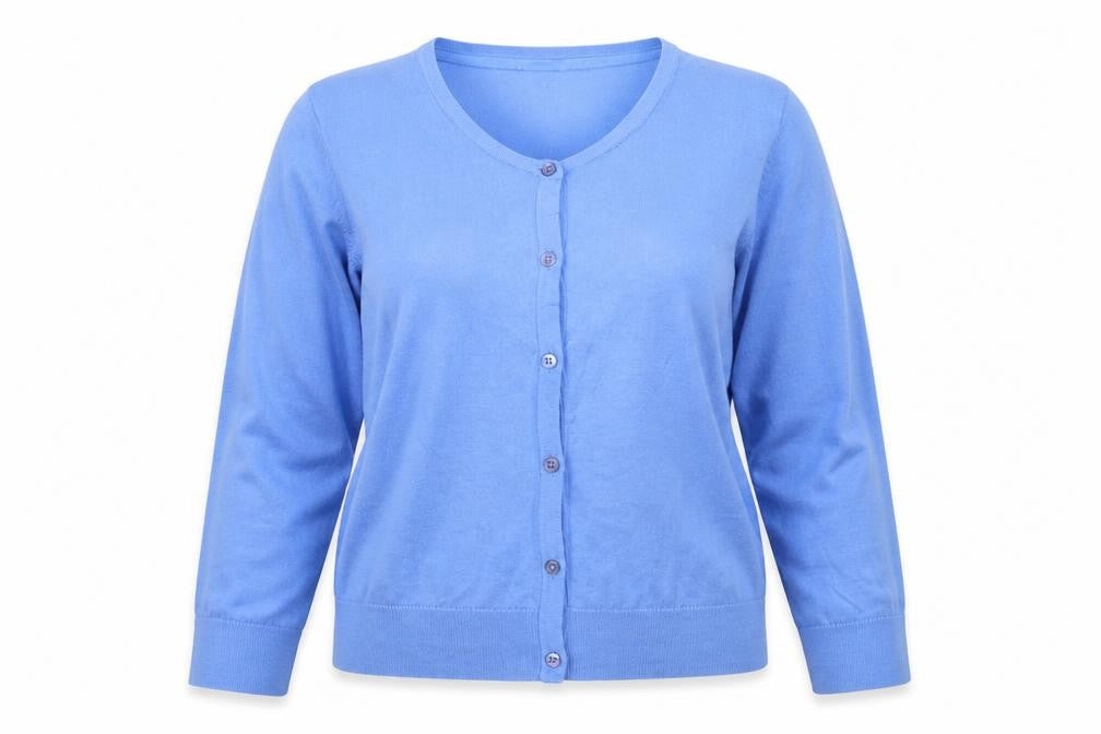 Laura Ashley Women's Blue V-Neck Cotton Cardigan Size 12