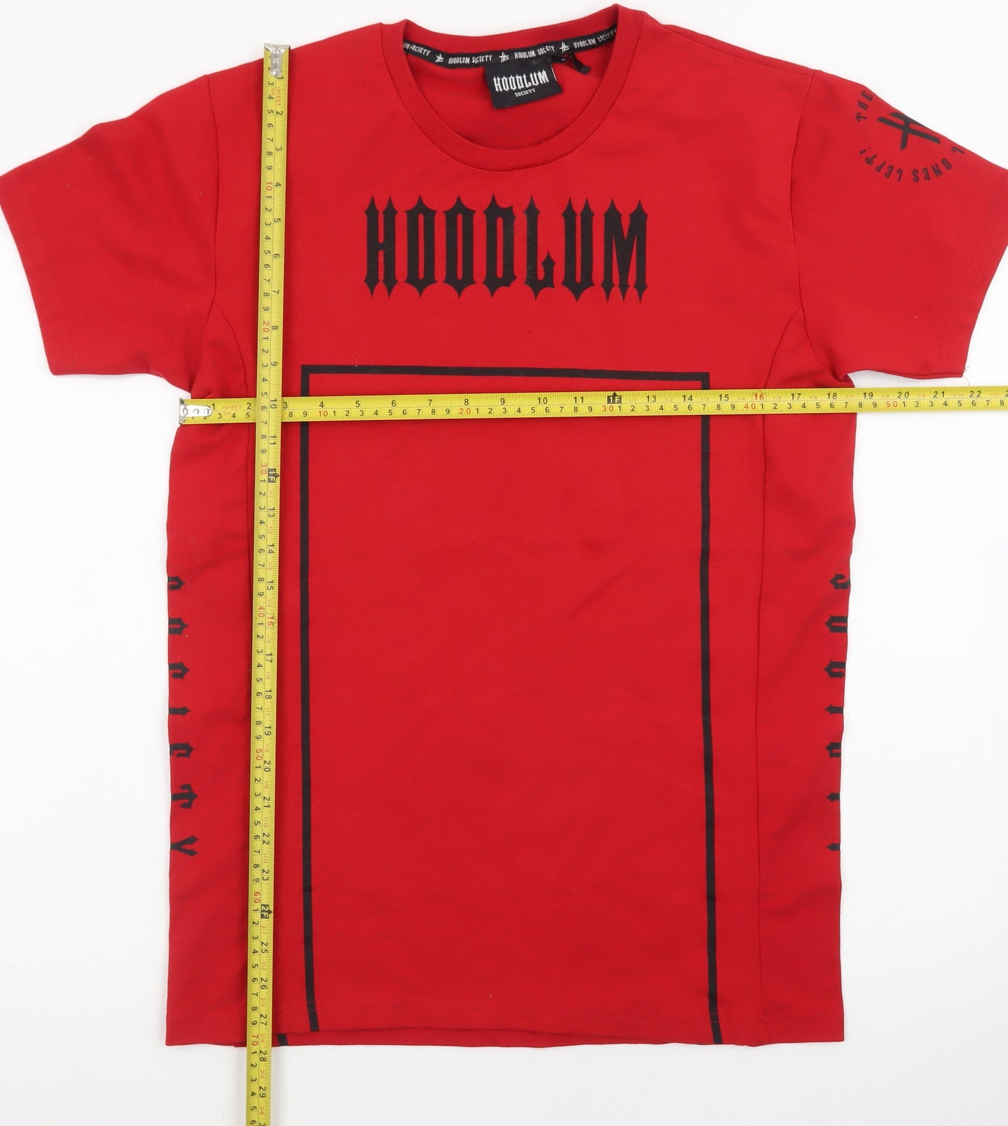 Hoodlum Society Men's Red Graphic Print Crew Neck T-Shirt Size S