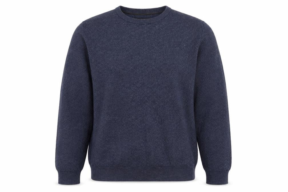 Jos. A. Bank Men Blue XL Cotton Silk Crew Neck Herringbone Jumper