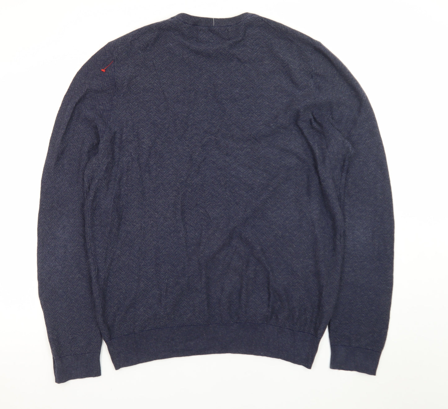 Jos. A. Bank Men Blue XL Cotton Silk Crew Neck Herringbone Jumper