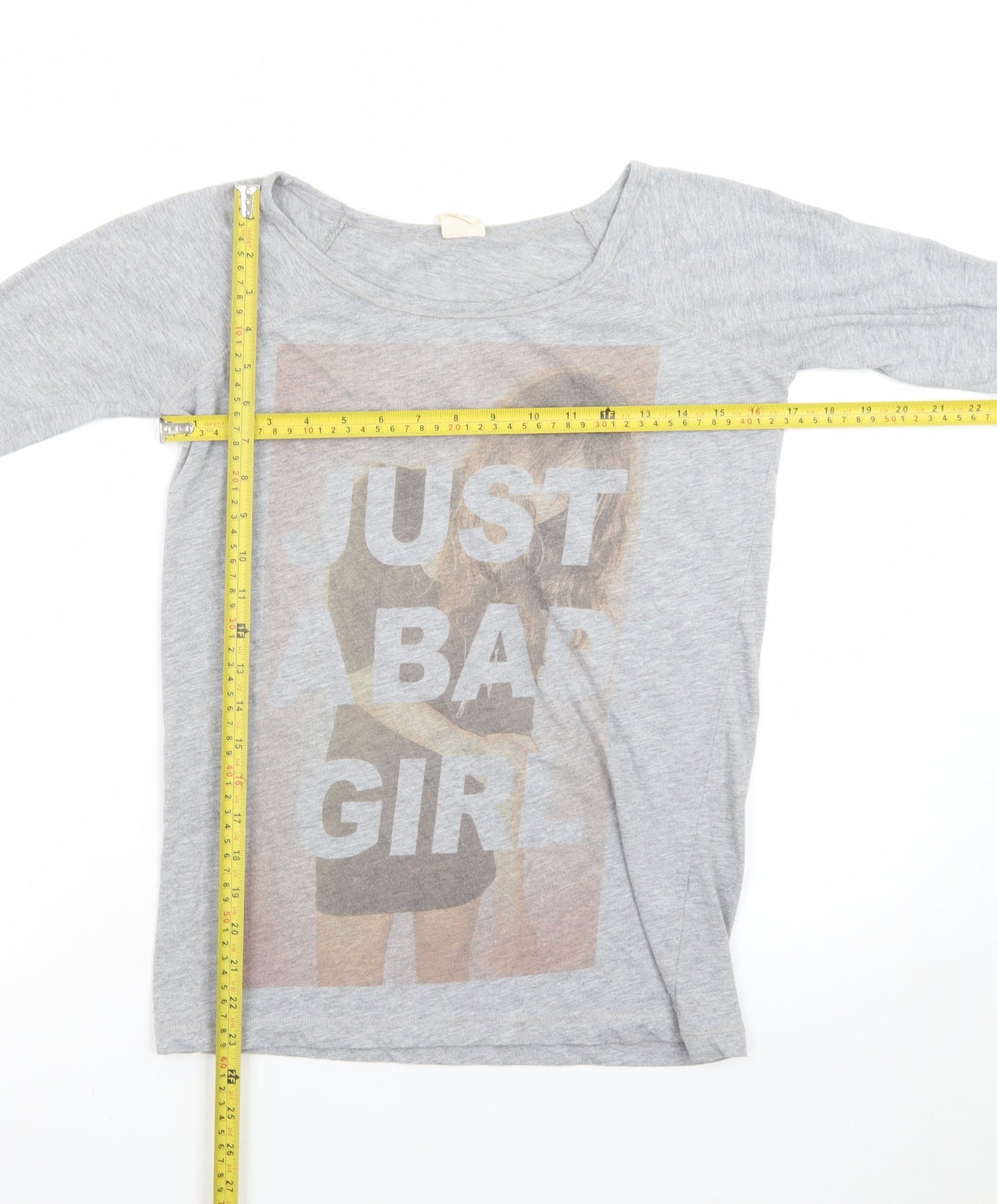 Pull & Bear Women's Grey 3/4 Sleeve Boat Neck T-Shirt Size S