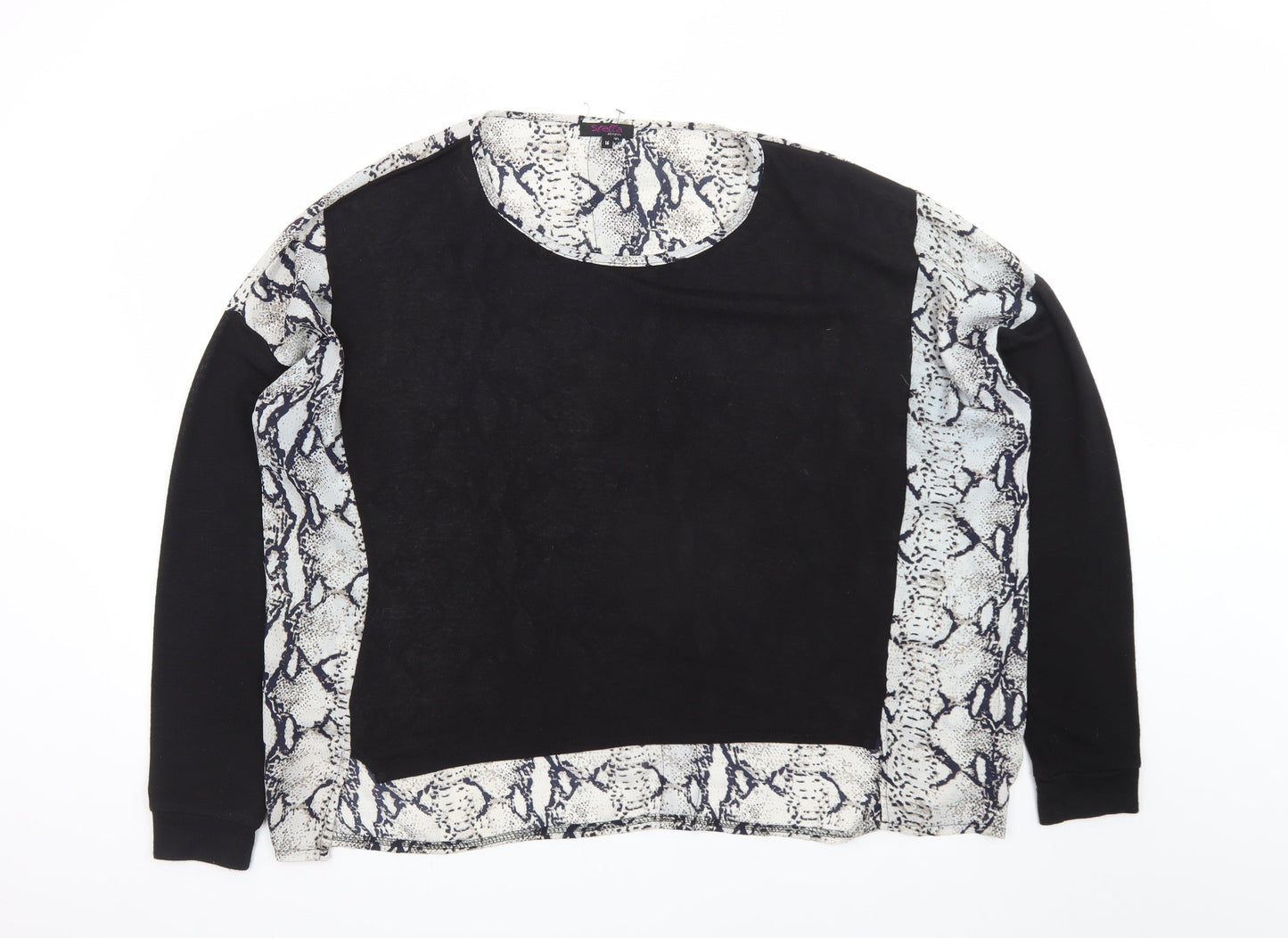 Stella Morgan Womens Black Snake Print Pullover Jumper Size 16
