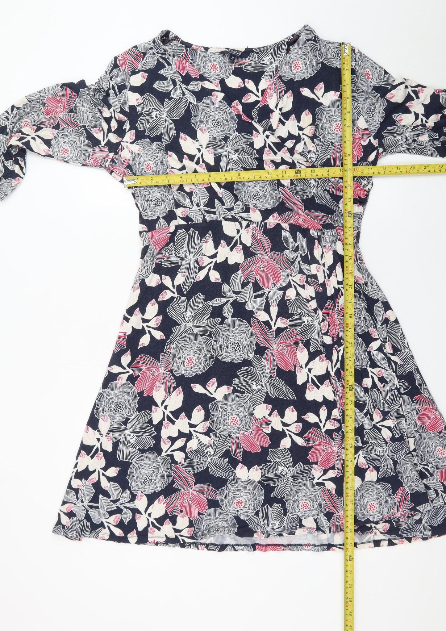 Maine New England Women’s Multicoloured Floral Jersey Knee Length A-Line Dress Size 16