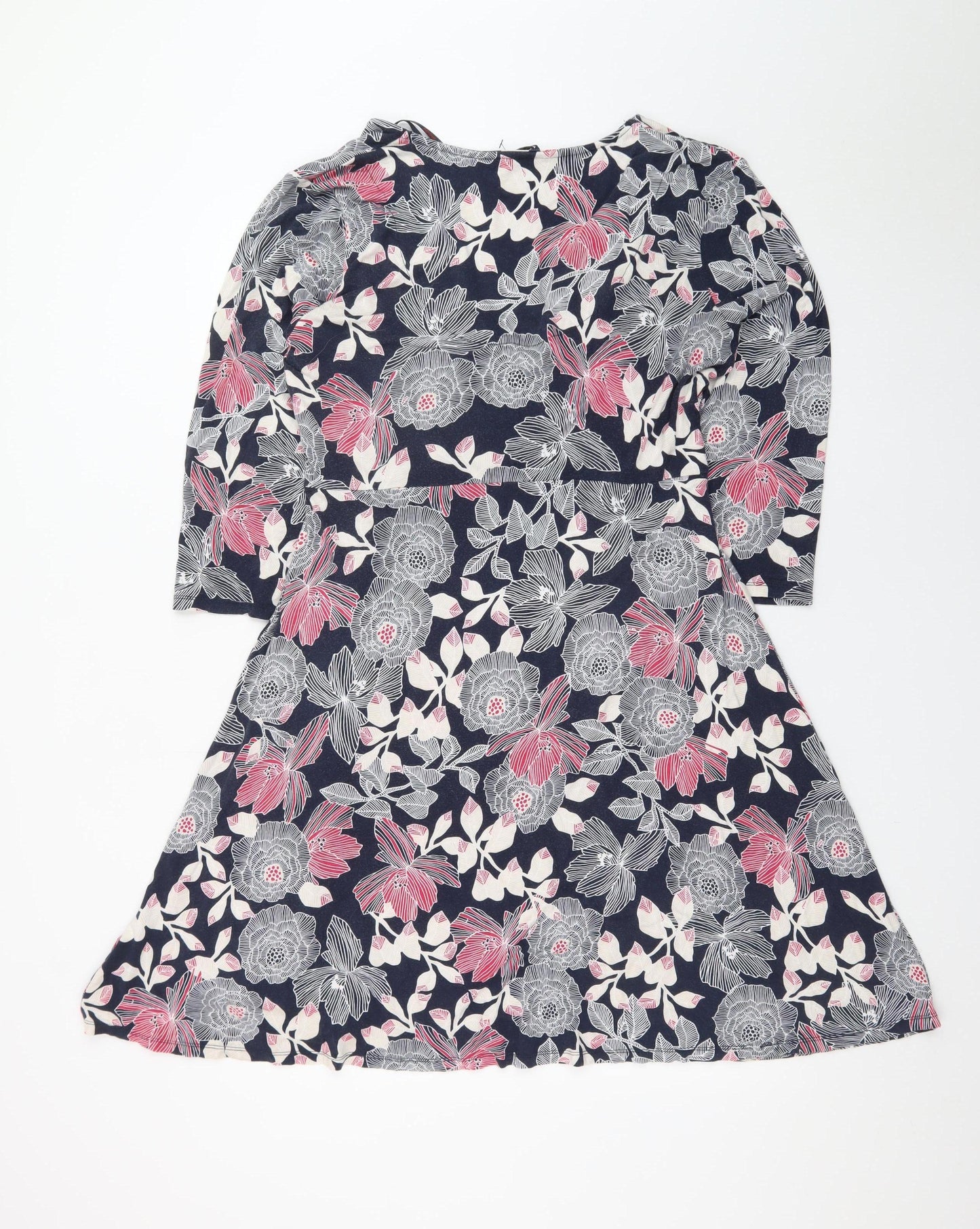 Maine New England Women’s Multicoloured Floral Jersey Knee Length A-Line Dress Size 16