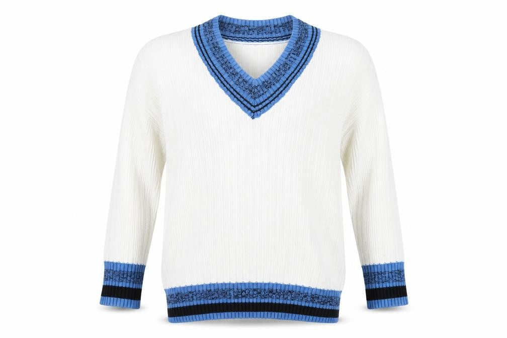 Next Women’s Ivory Blue V-Neck Knit Jumper XL Cotton Blend