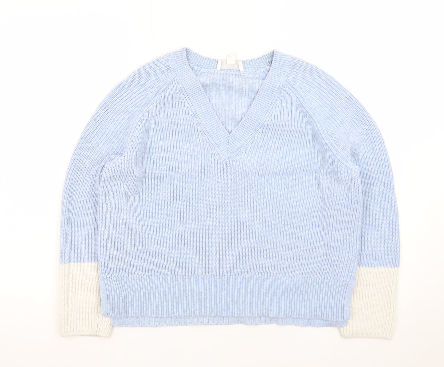 The White Company Women’s Blue Wool Cashmere V-Neck Jumper Size 10
