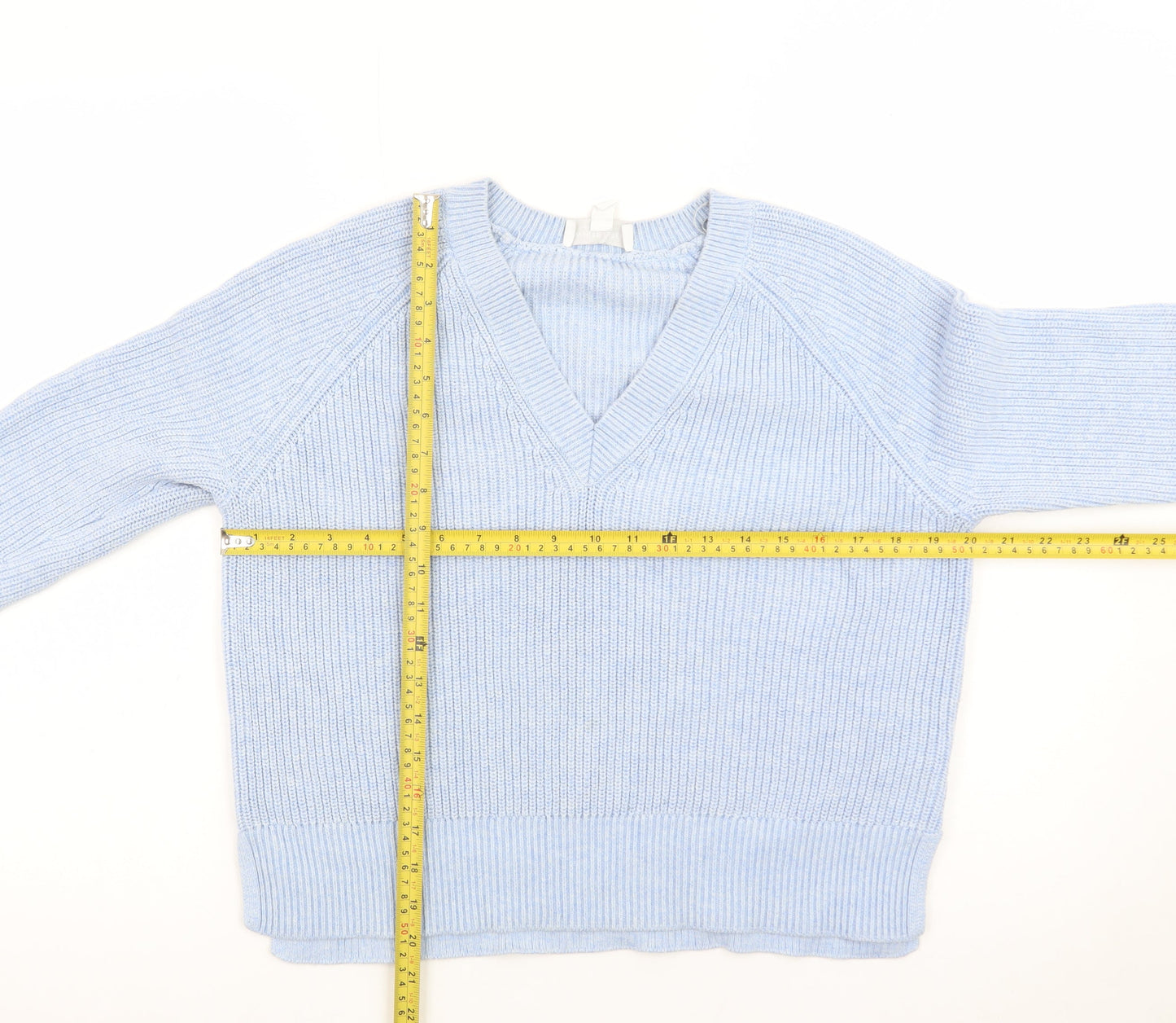 The White Company Women’s Blue Wool Cashmere V-Neck Jumper Size 10