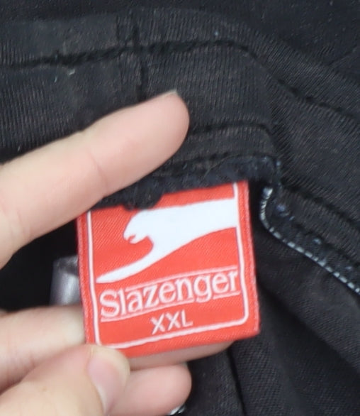 Slazenger Men's Black 2XL Sweat Shorts with Logo and Pockets