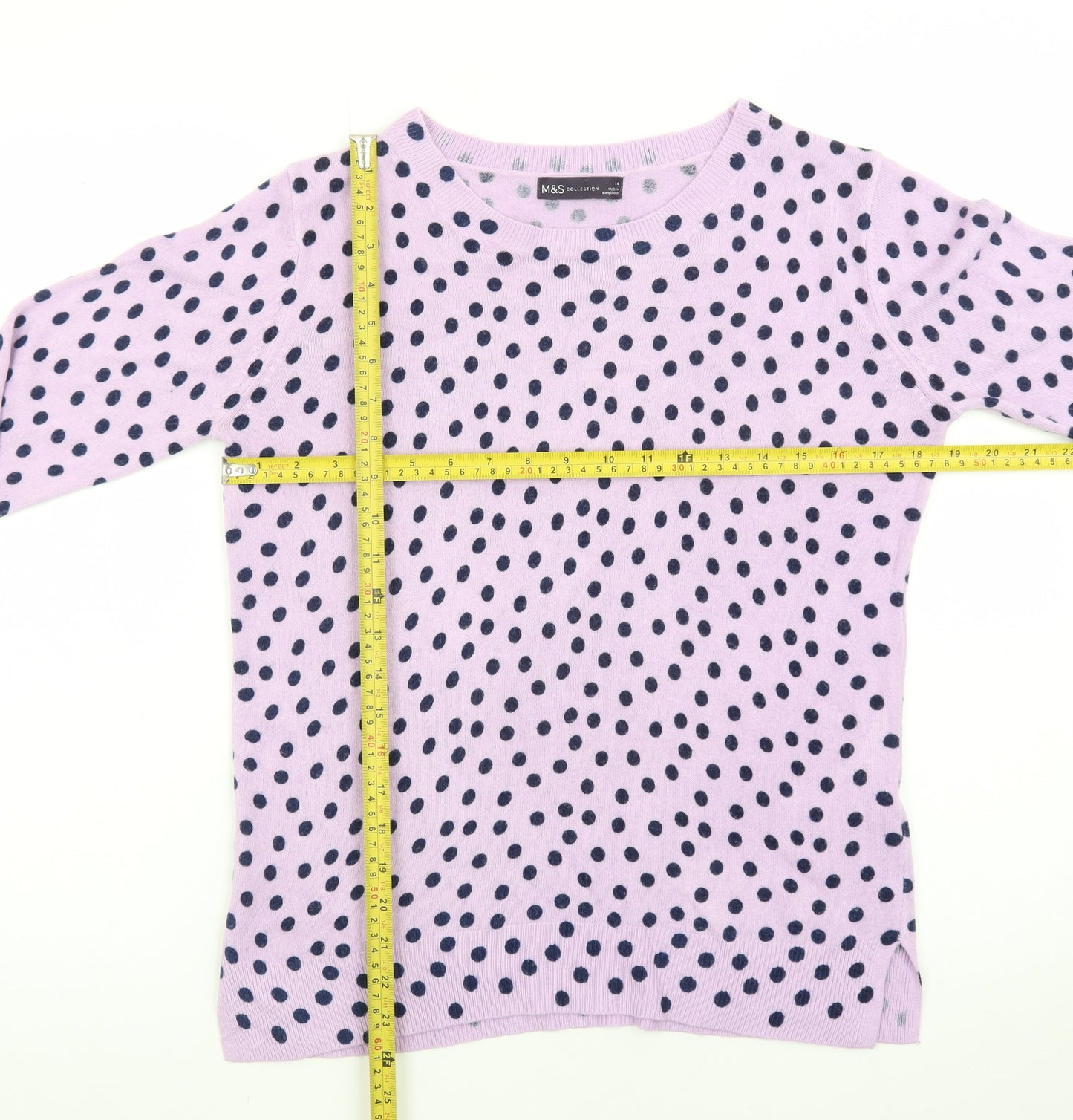 Marks and Spencer Women Purple Polka Dot Acrylic Jumper Size 14