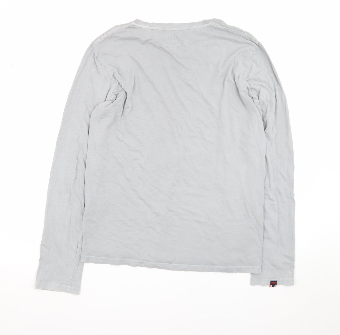 Superdry Men's Grey Long Sleeve Crew Neck Cotton T-Shirt S