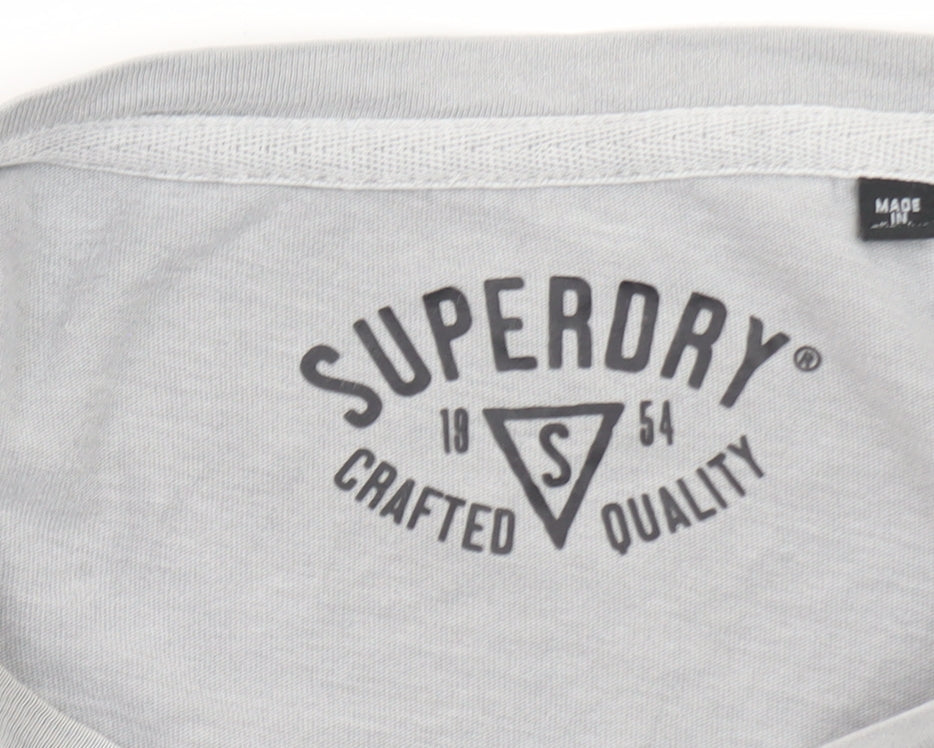 Superdry Men's Grey Long Sleeve Crew Neck Cotton T-Shirt S