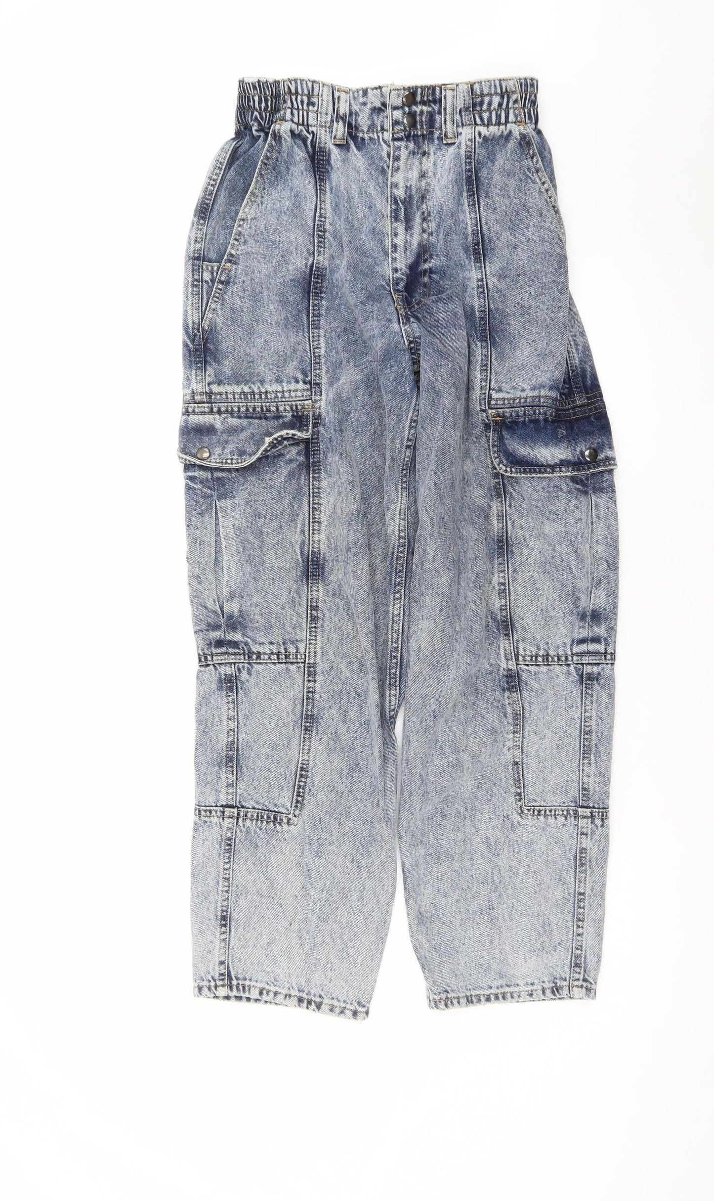 BDG Urban Outfitters Women's Blue Acid Wash Cargo Jeans W27 L30