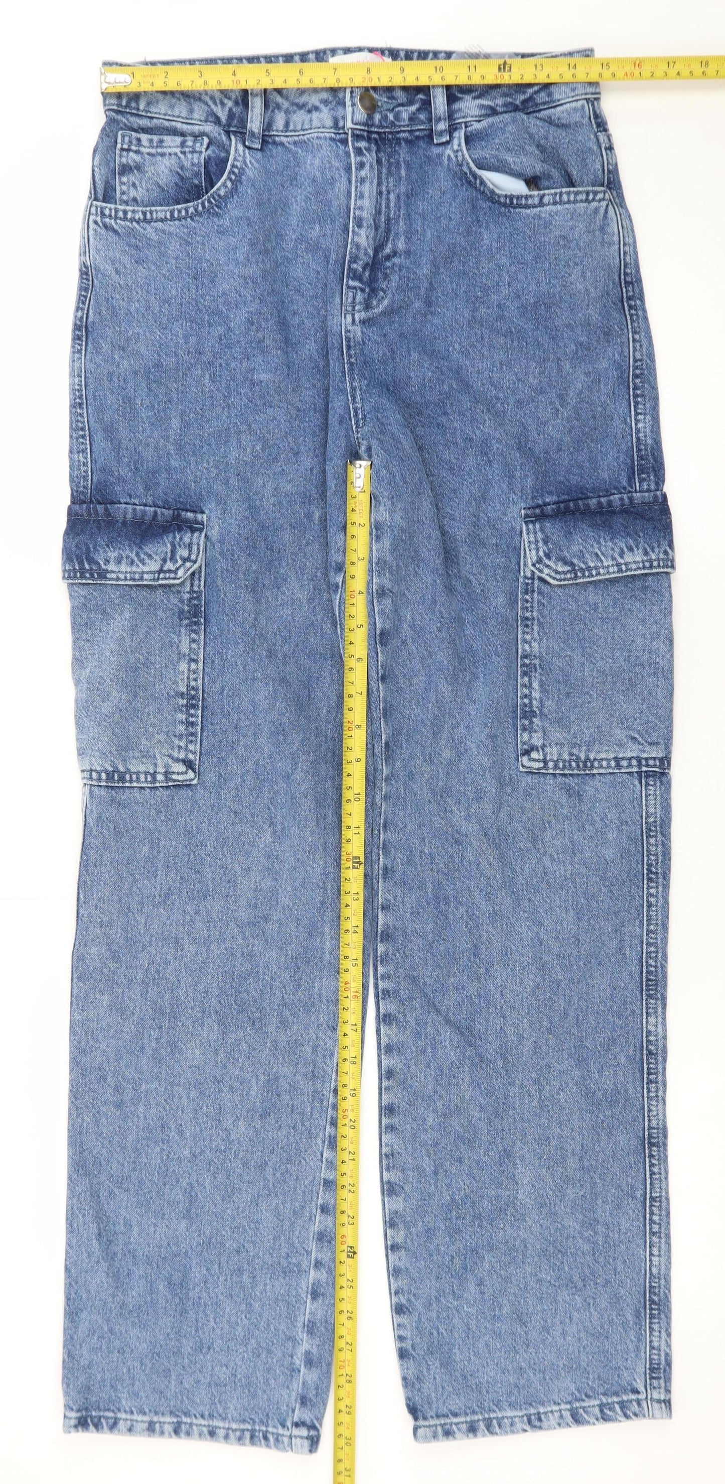Savida Women’s Blue Cargo Denim Jeans Size 10 Regular Fit
