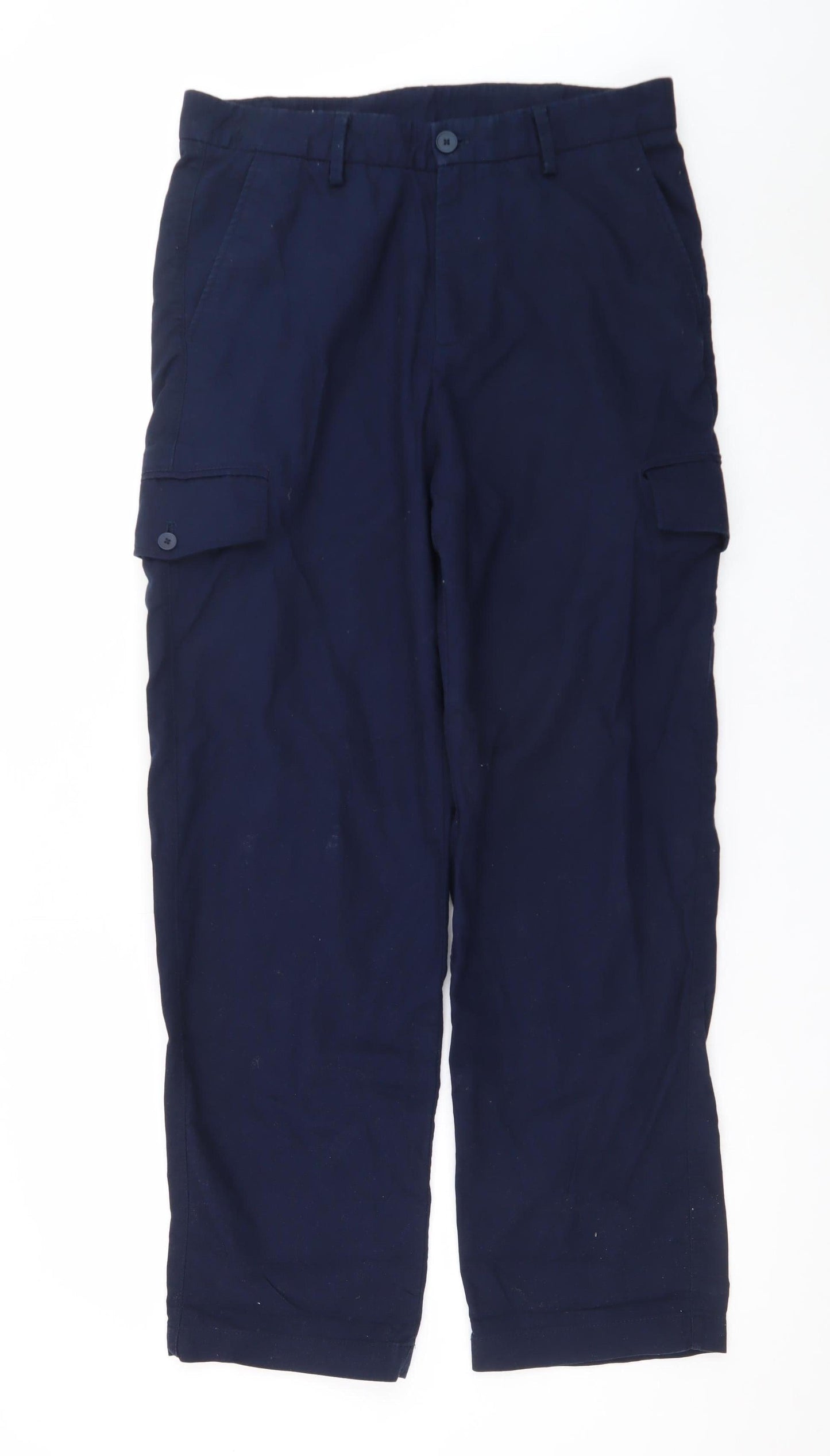 Zara Men Blue Cargo Trousers Size M 31in Regular Cotton Workwear