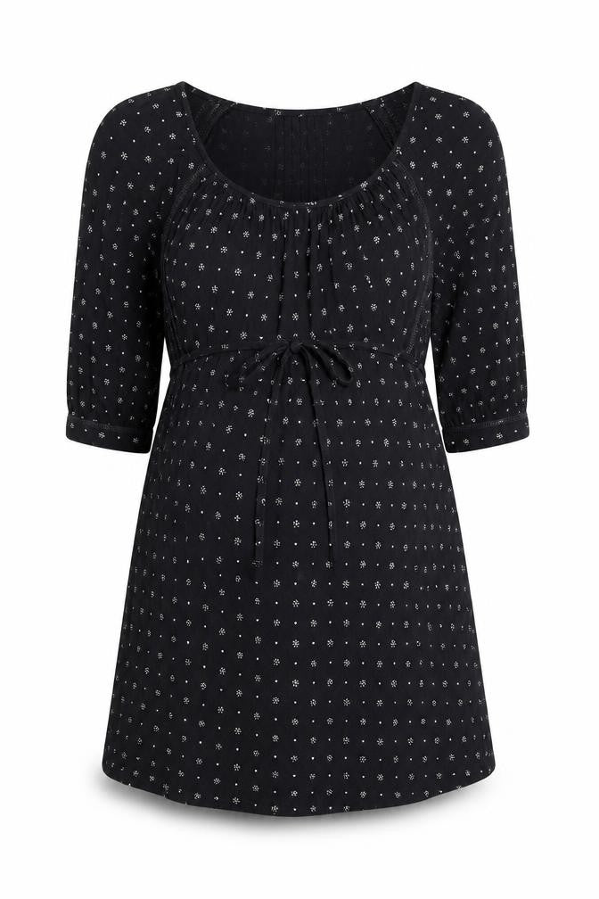 FatFace Women's Black Cotton A-Line Dress Size 10 Bohemian Style