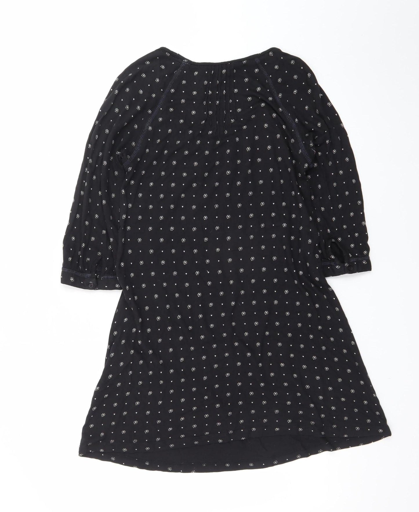 FatFace Women's Black Cotton A-Line Dress Size 10 Bohemian Style