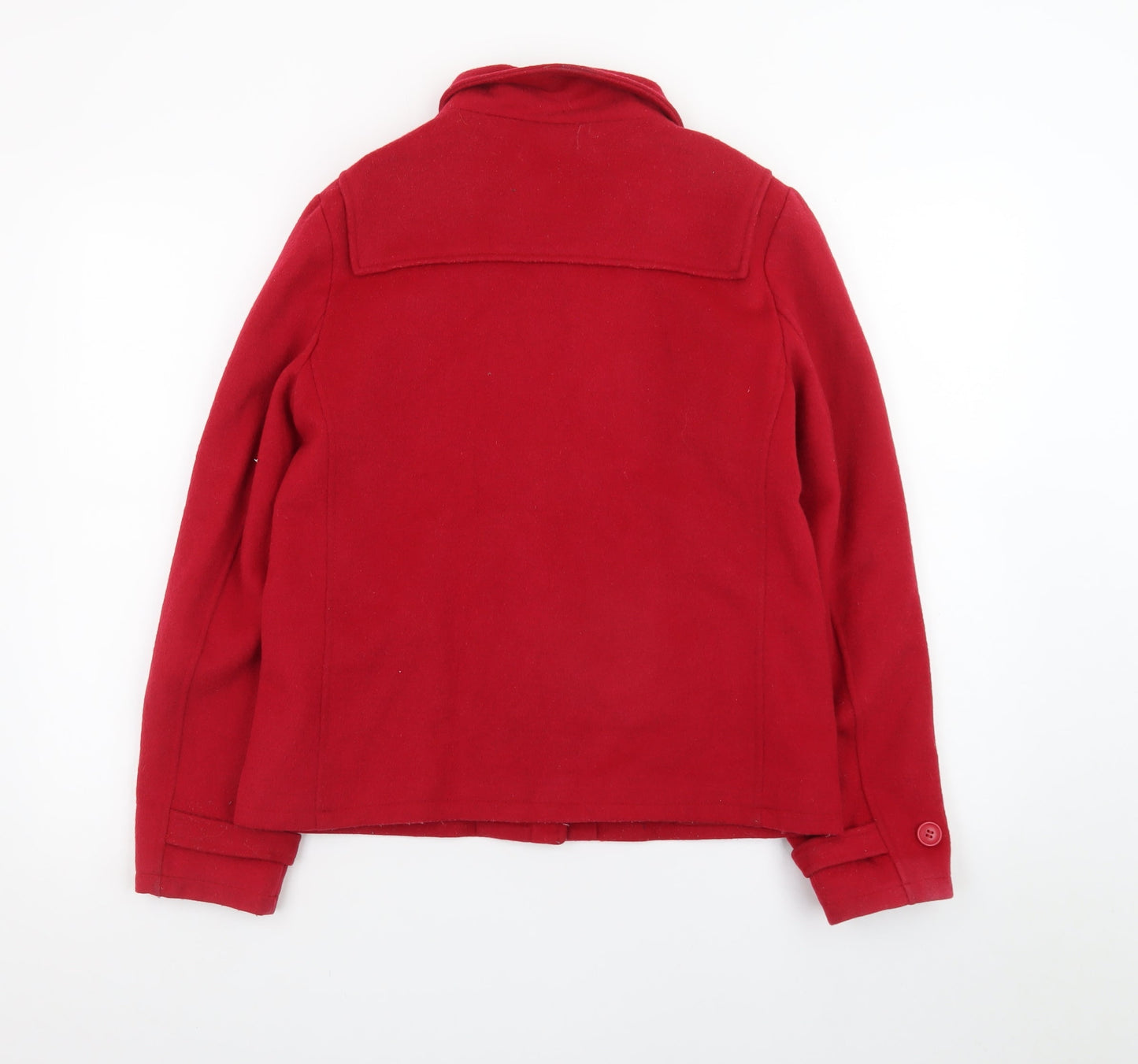 L&D Women Red Wool Toggle Coat Size 14 Short Duffle Style