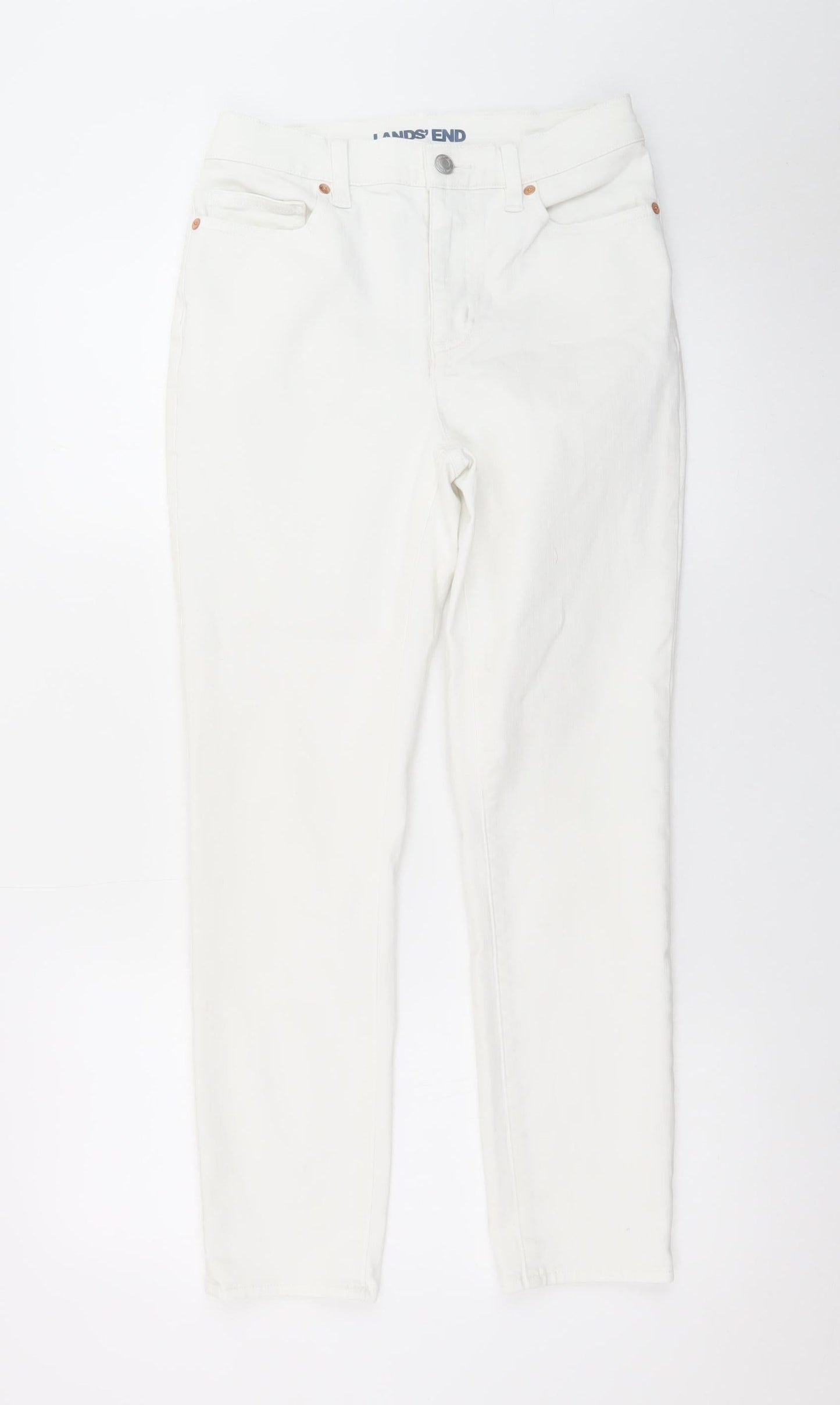 Lands' End Women's White Straight Leg Stretch Jeans Size 8