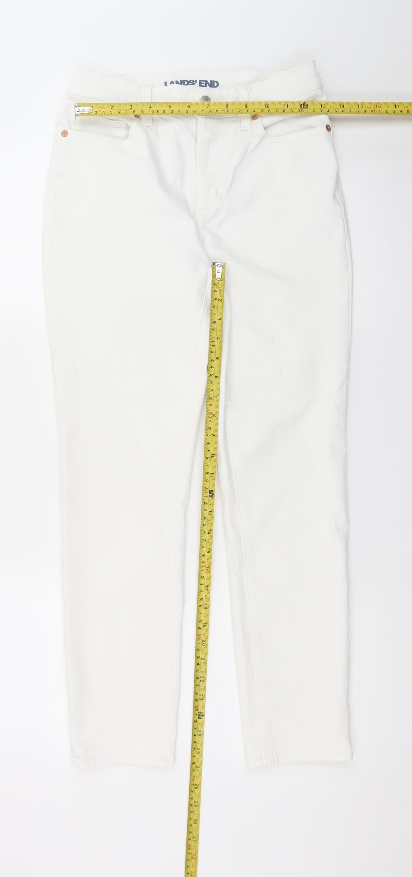 Lands' End Women's White Straight Leg Stretch Jeans Size 8
