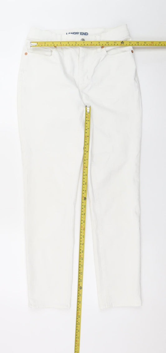 Lands' End Women's White Straight Leg Stretch Jeans Size 8