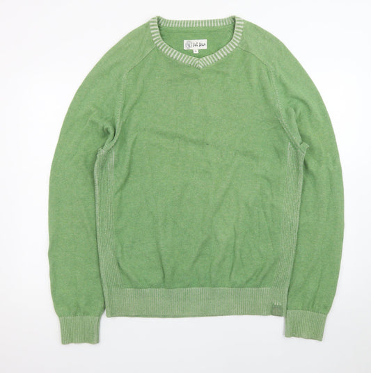 Fat Face Women's Green Cotton V-Neck Knit Jumper Size M