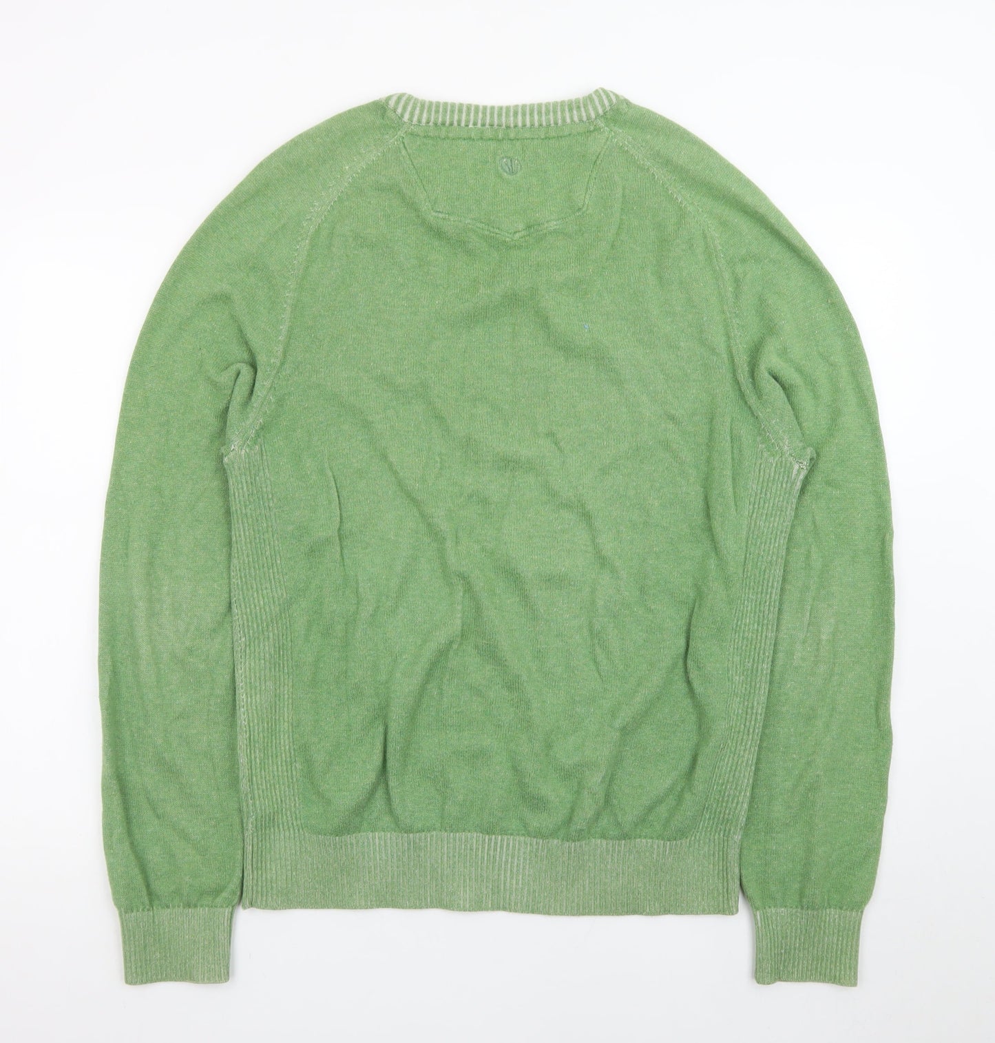 Fat Face Women's Green Cotton V-Neck Knit Jumper Size M