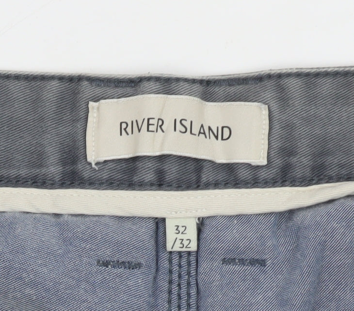 River Island Men’s Grey Straight Jeans 32W 32L Denim Cargo Style