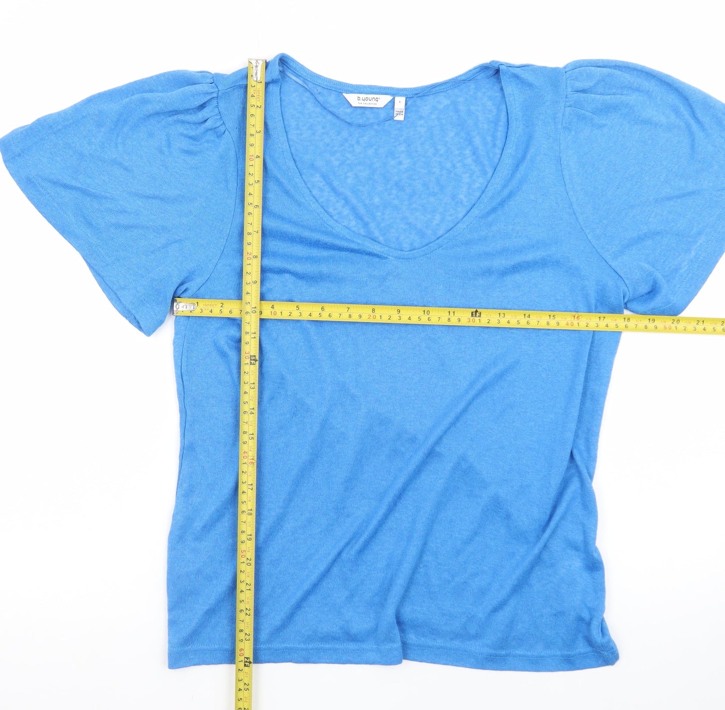 b.young Women's Blue V-Neck Short Sleeve Jersey T-Shirt Size L