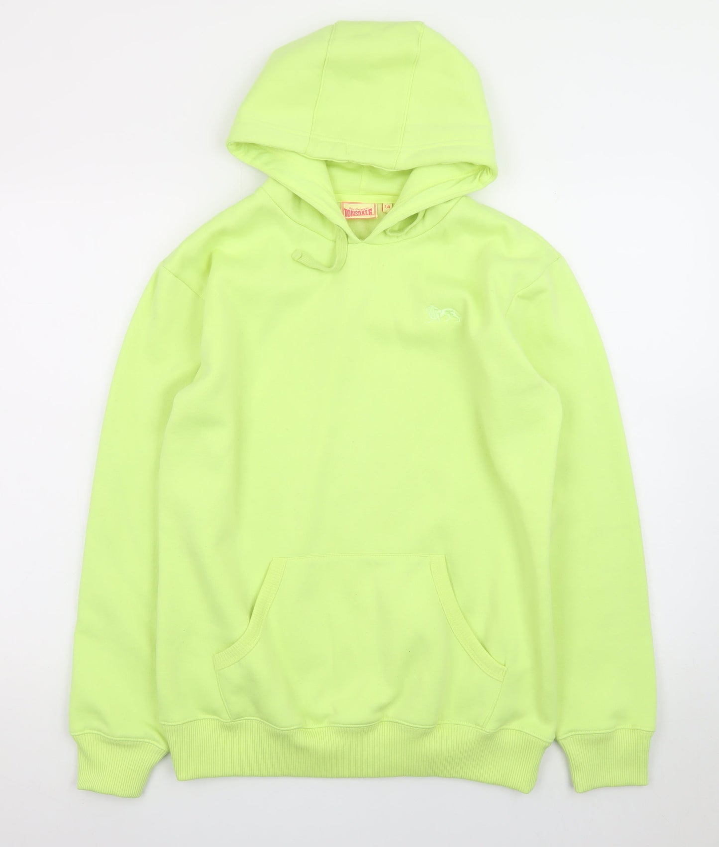 Lonsdale Unisex Green Pullover Hoodie Size 14 Fleece Regular Fit