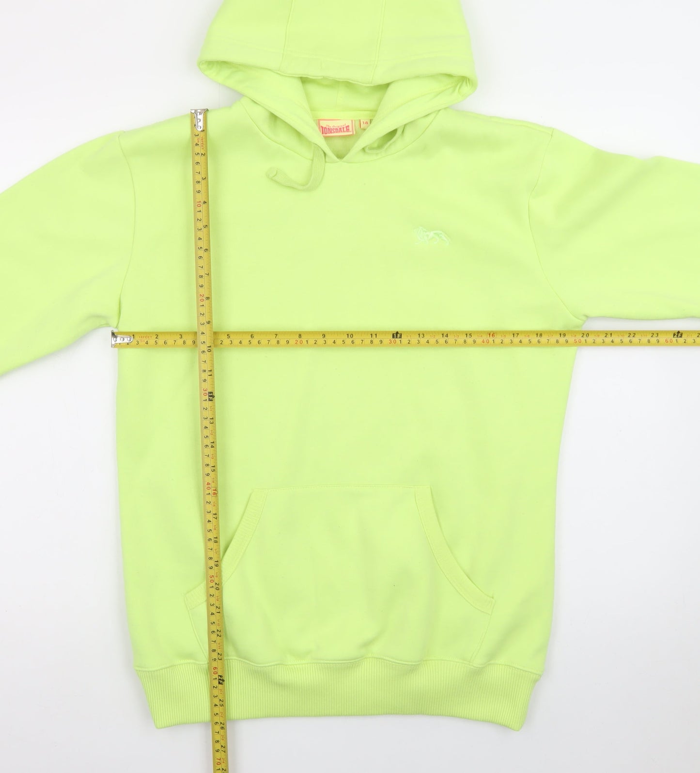 Lonsdale Unisex Green Pullover Hoodie Size 14 Fleece Regular Fit