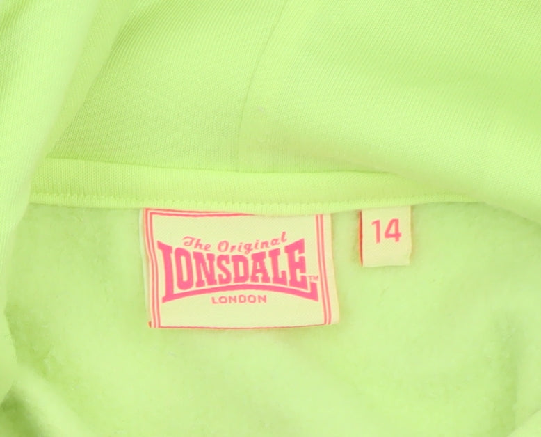 Lonsdale Unisex Green Pullover Hoodie Size 14 Fleece Regular Fit