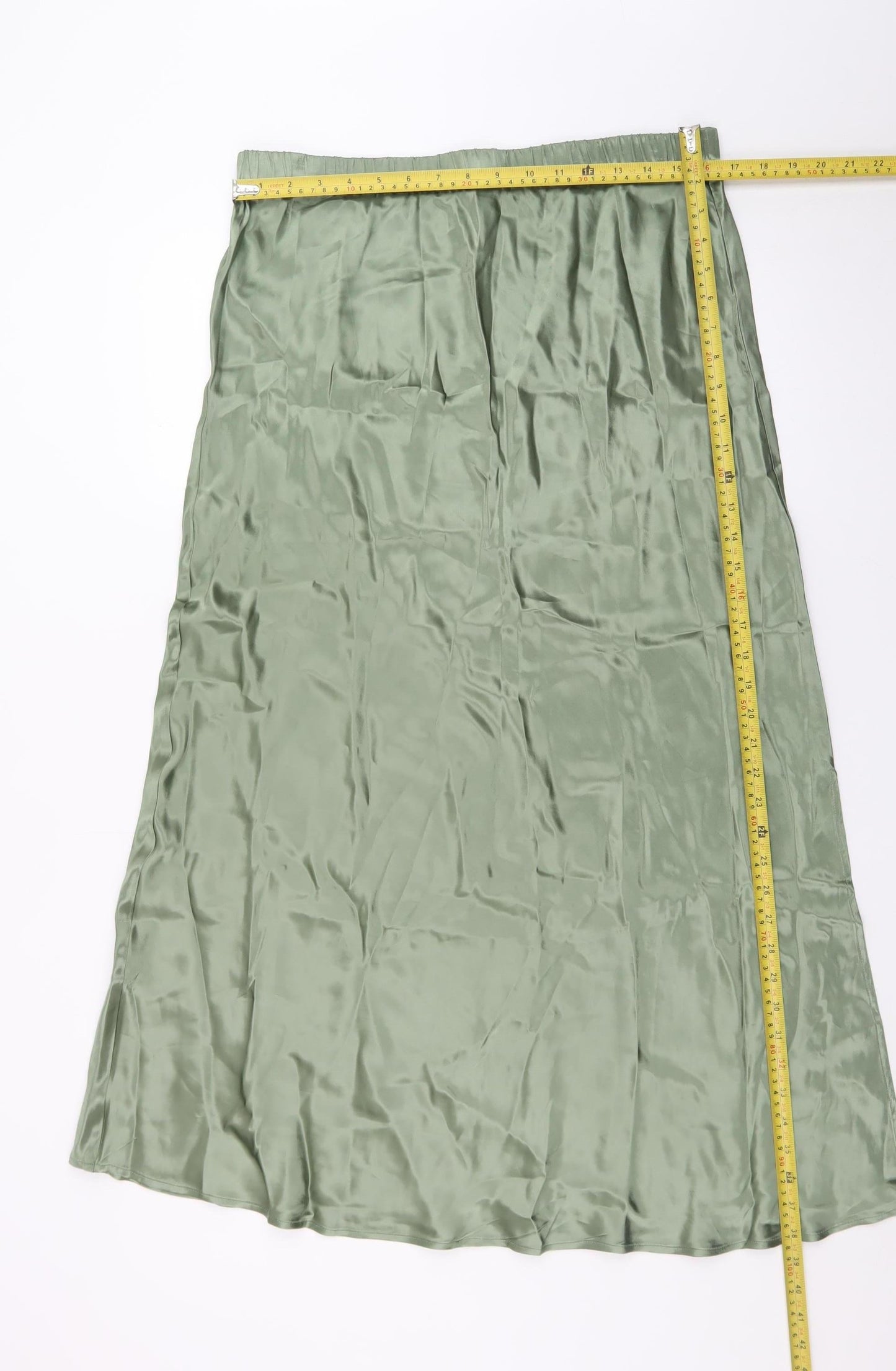 Sinead Keary Women’s Green Satin A-Line Midi Skirt XL